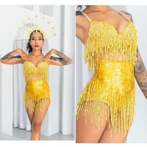 Lady Jane Sequins Midnight Gold Booty High Waist Sequin Shorts